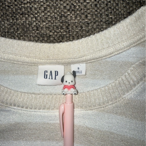 GAP Beige and White Stripes Ruched Sleeveless Muscle Tee, Small - Picture 9 of 10